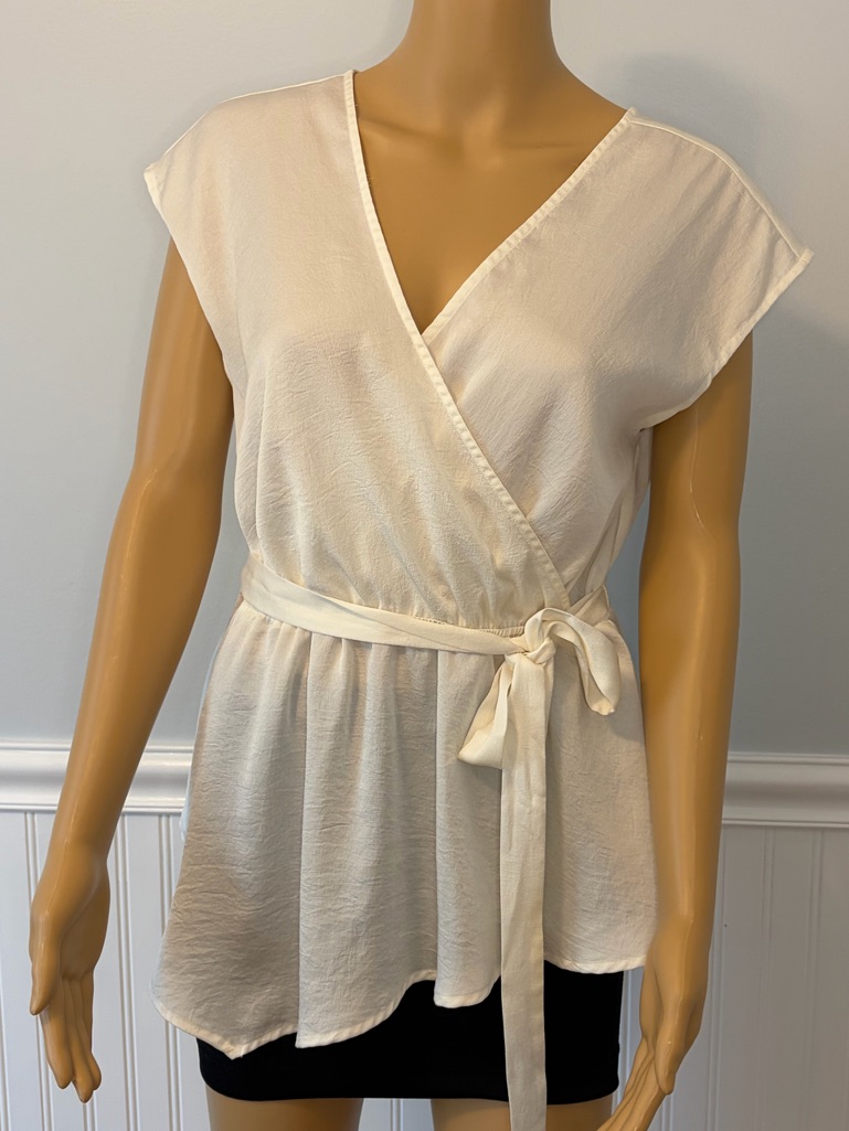 Express Cream Wrap Blouse Size Medium Feminine Tie Waist Top